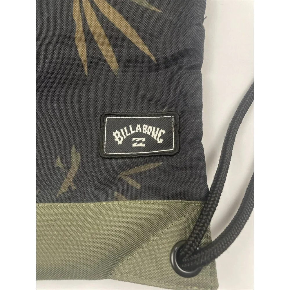 Billabong Drawstring Backpack Gym Sports Yoga Black Gray Canvas